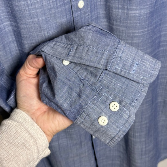 Hawker Rye Mens Button Down Shirt L Tall Blue Heather Cotton Academia Preppy - Picture 11 of 11